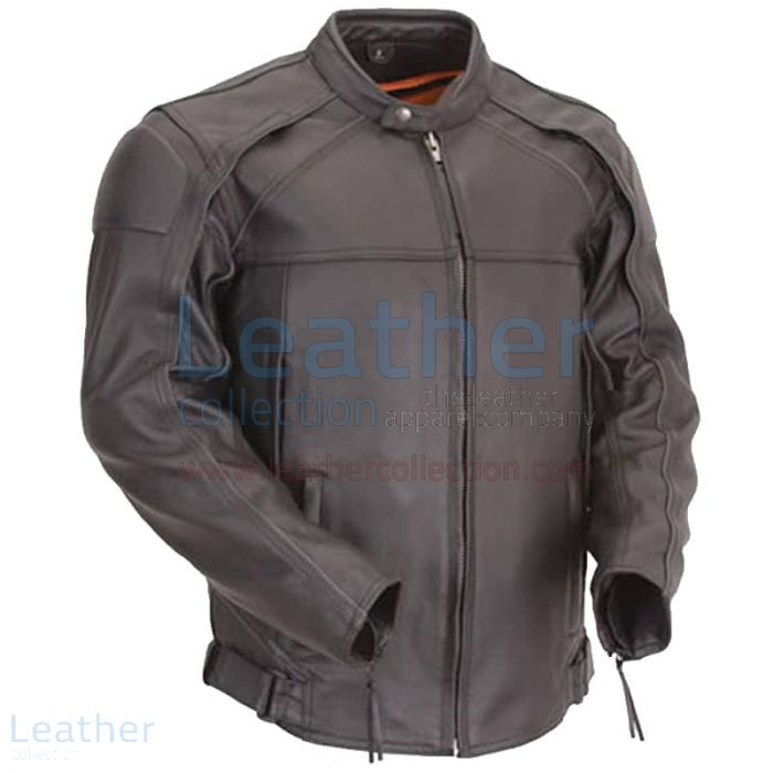 Leather Motorcycle Jacket with Reflective Piping - Motorcycle Leather Pant