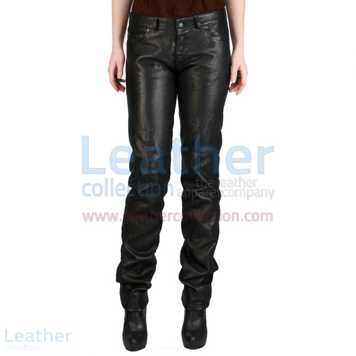 Jeans Style Wide Calves Leather Pants - Motorcycle Leather Pant
